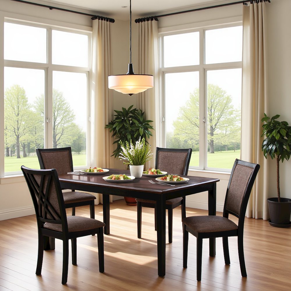 Black Rectangular Dining Table Set for 4, Kitchen Table Chairs Set of 4