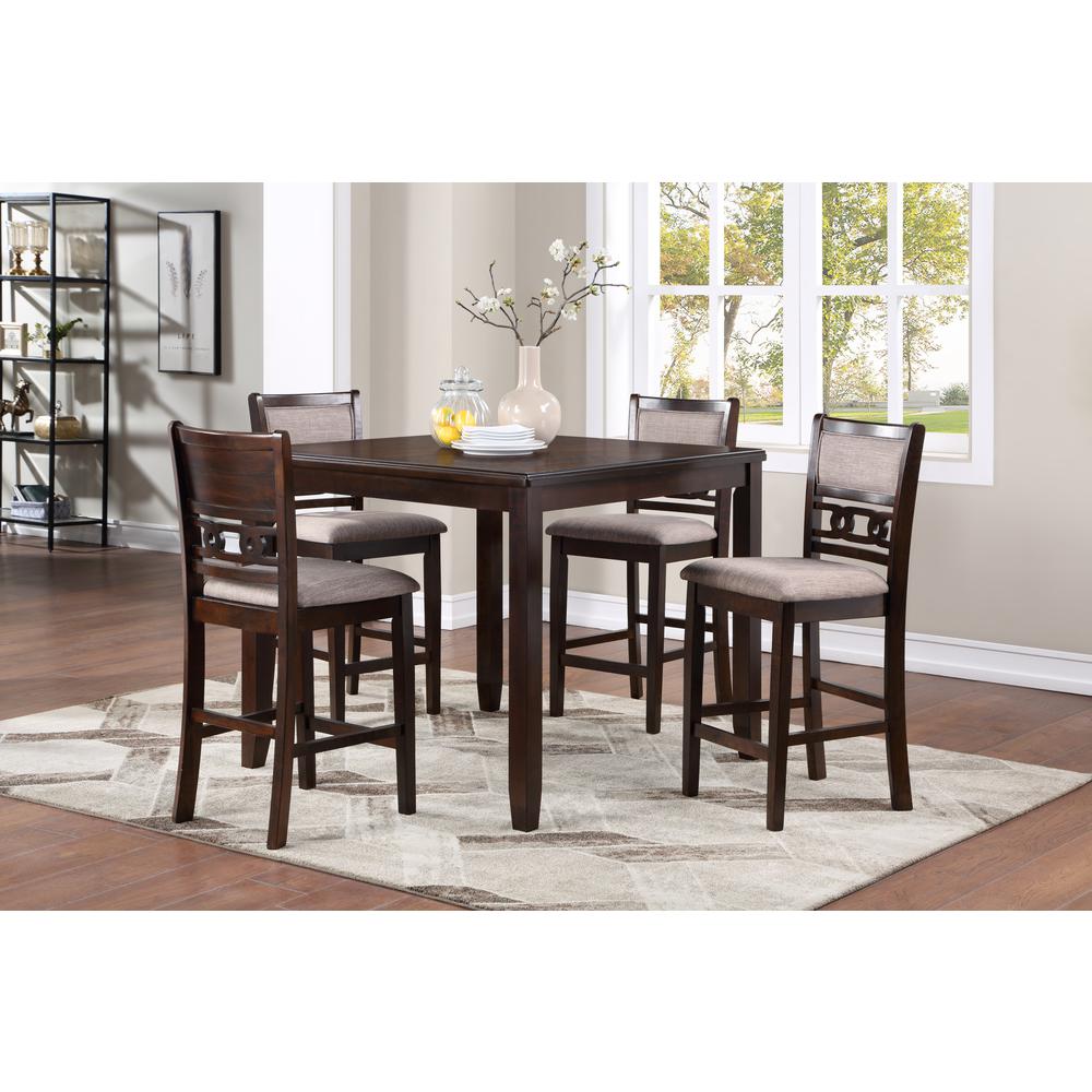 Furniture Gia 5-Piece Transitional Wood Counter Set in Cherry