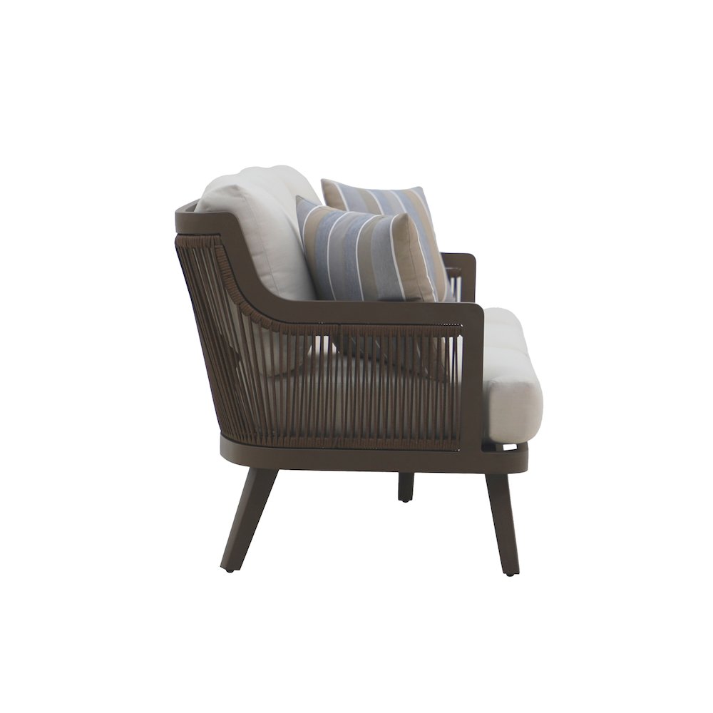 Genova Metal/Wicker Patio Sofa with Accent Pillows in Gray