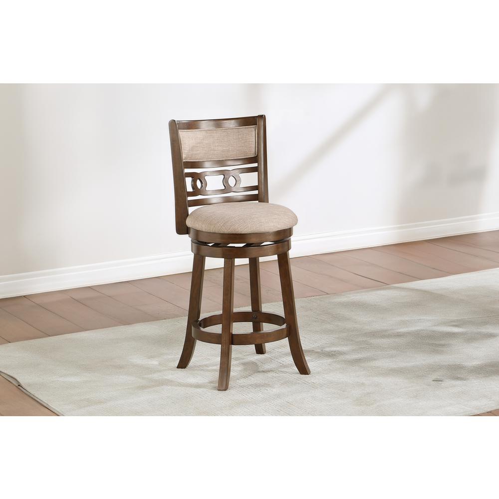 Gia 24" Solid Wood Swivel Counter Stool with Fabric Seat in Cherry