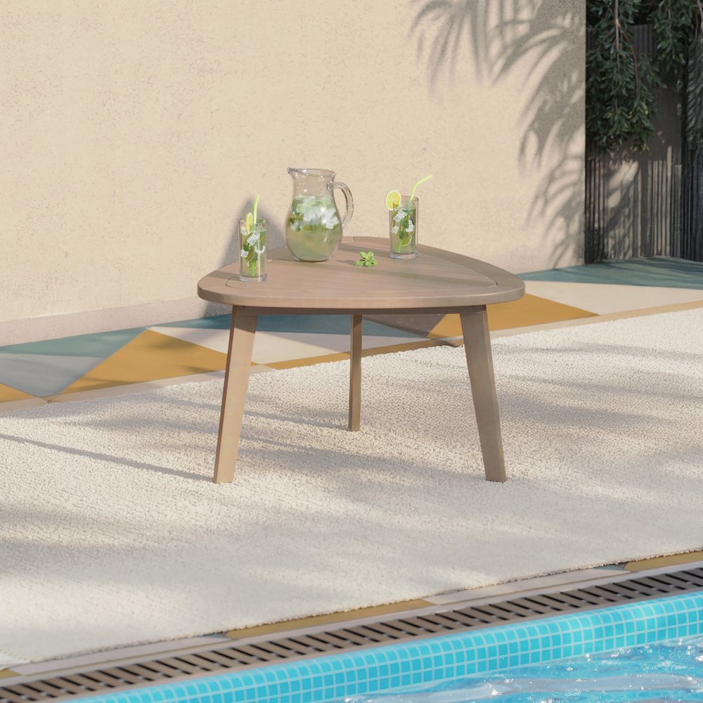 Radius Wood Patio End Table in Natural
