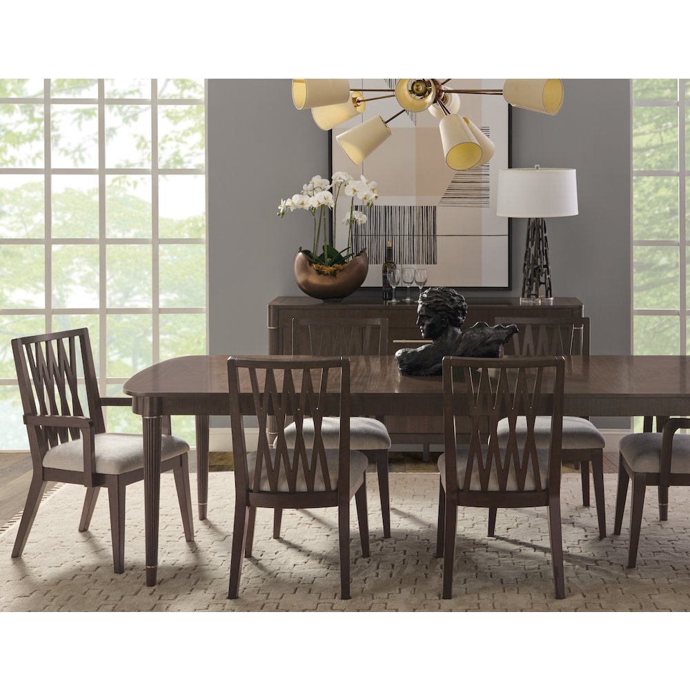 Asher Park Wood Back Arm Chair, Piano Brown Finish
