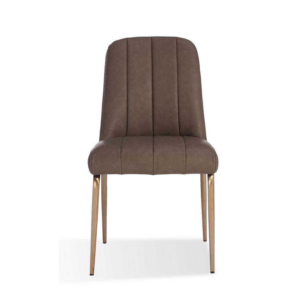 Upholstered Dining Chair in Cinnamon Synthetic Leather, set of 2