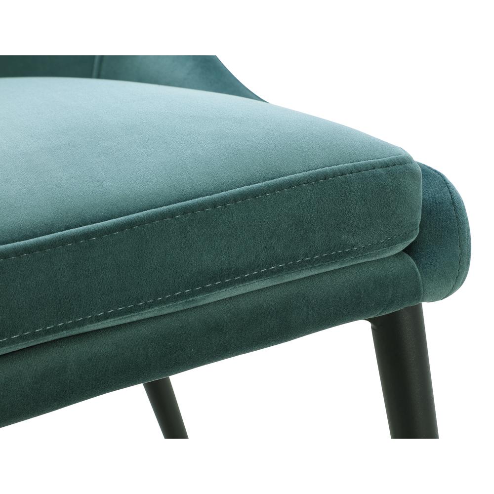 Winston Upholstered Metal Leg Dining Chair in Smoked Green and Black, set of 2