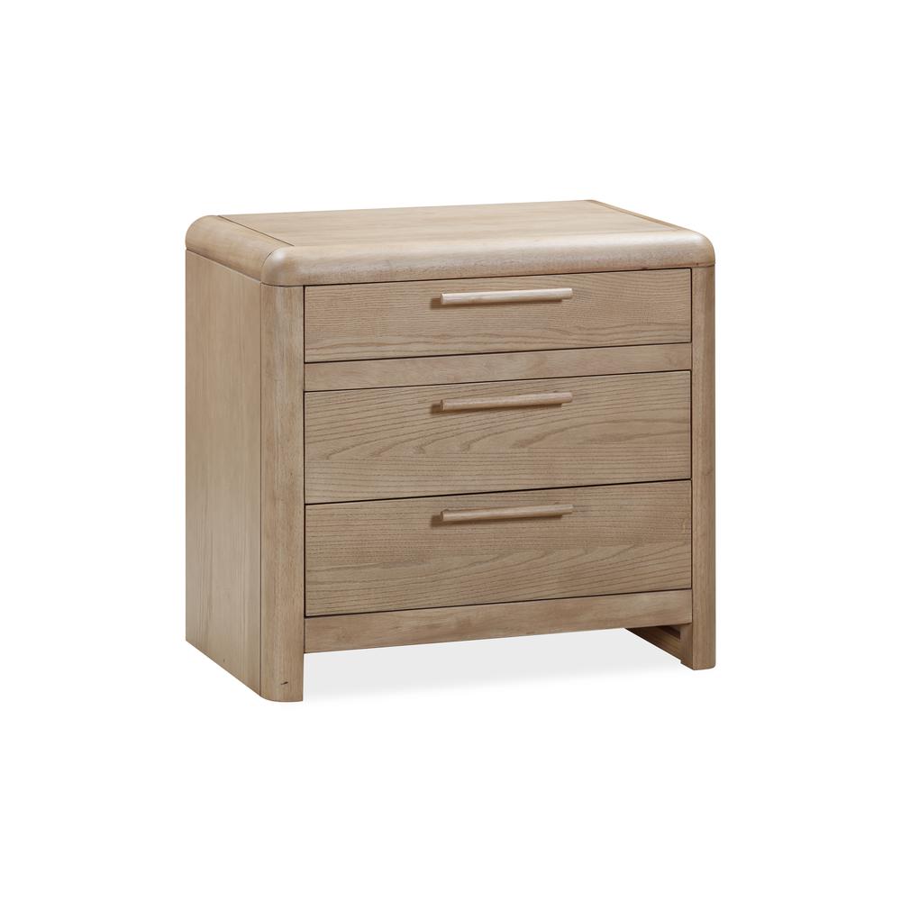 Furano Three Drawer Ash Wood Nightstand in Ginger