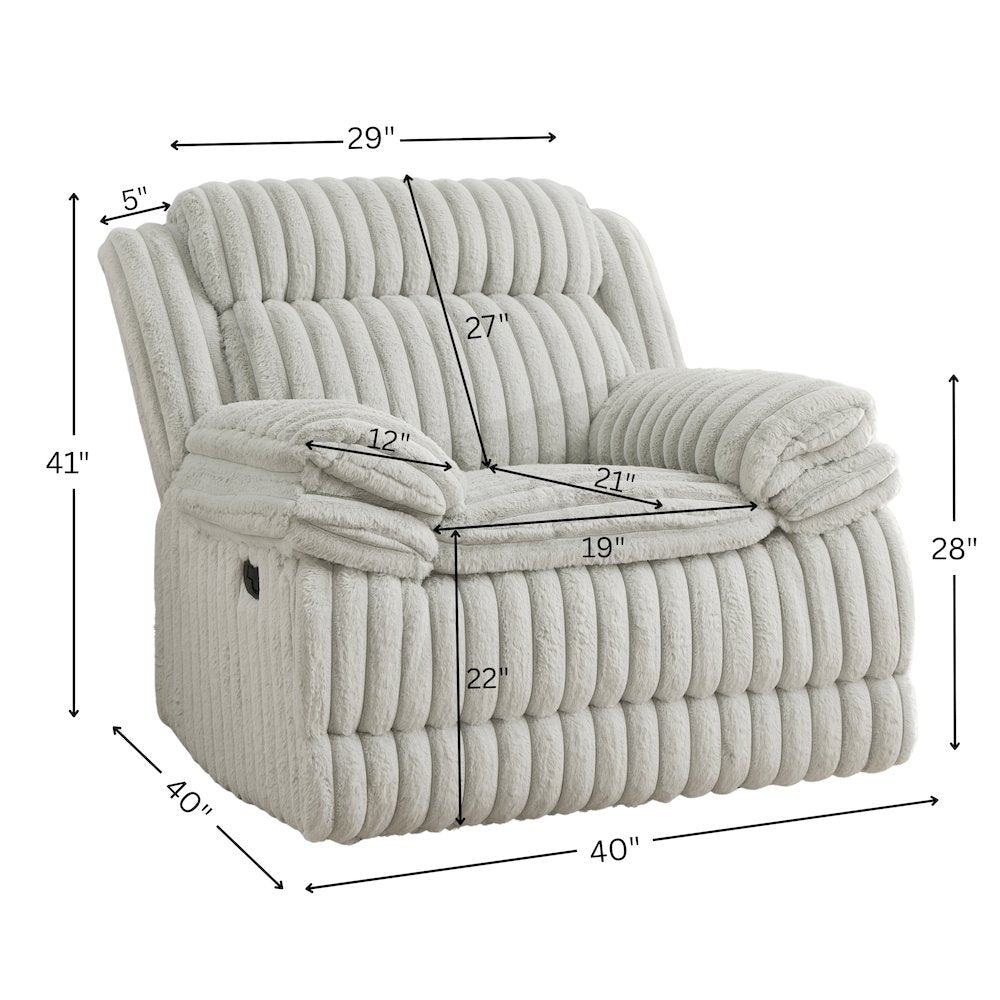 Ardello Manual Recliner with Wide-Wale Corduroy Upholstery, Gray