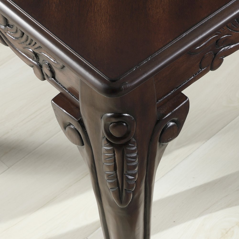 Blush Traditional Ornate Detailing Dark Cherry Finish Wood Coffee Table