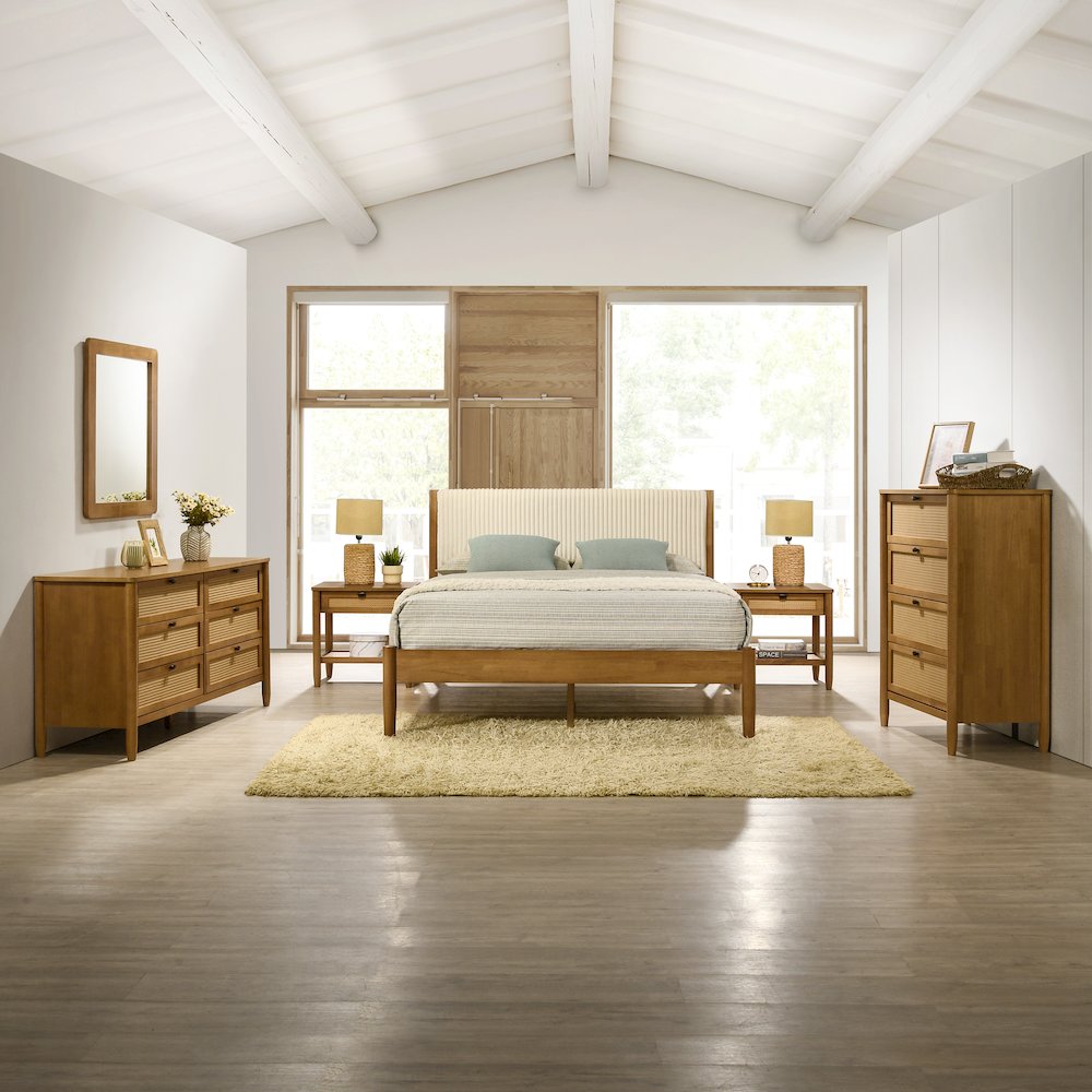 Vichy 6-Pc Bedroom Set with Queen Bed, Dresser, Mirror, 2 Nightstands, Chest