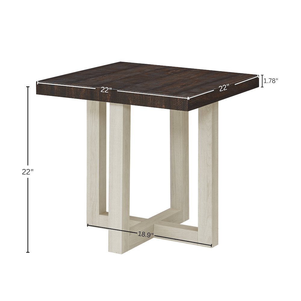 Luno Contemporary End Table, Walnut and White