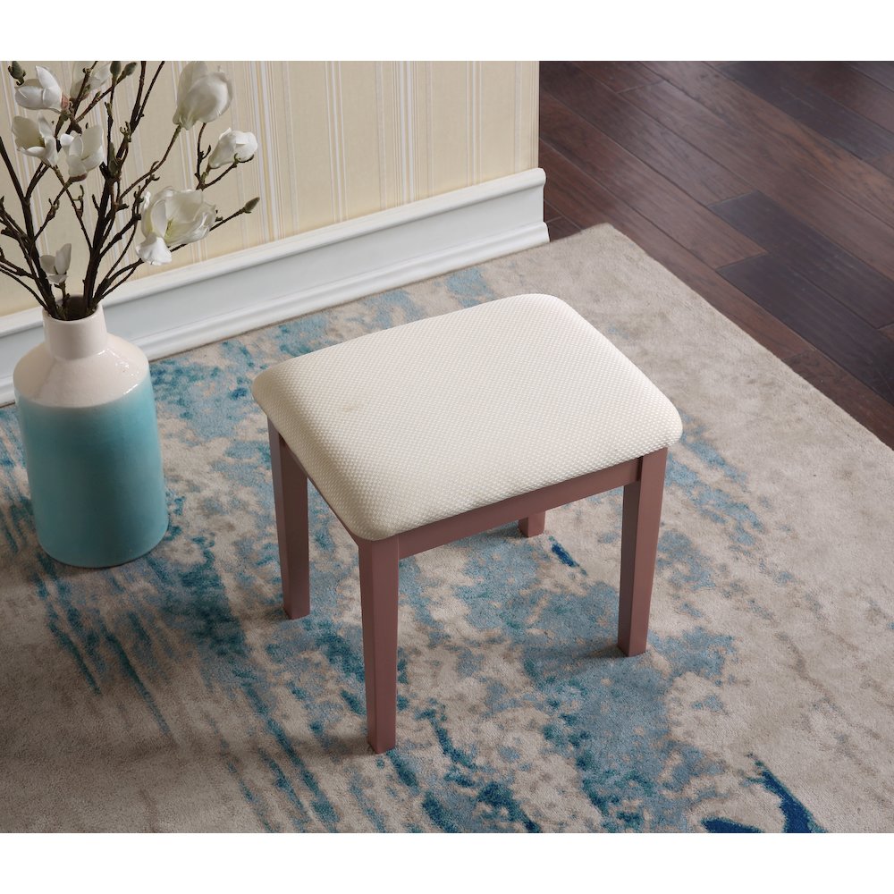 Moniys Wood Makeup Vanity Table and Stool Set, Rose Gold Finish