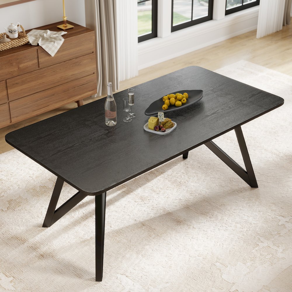 Axler 70-in Length Dining Table, Tripod-Cross Leg, Black