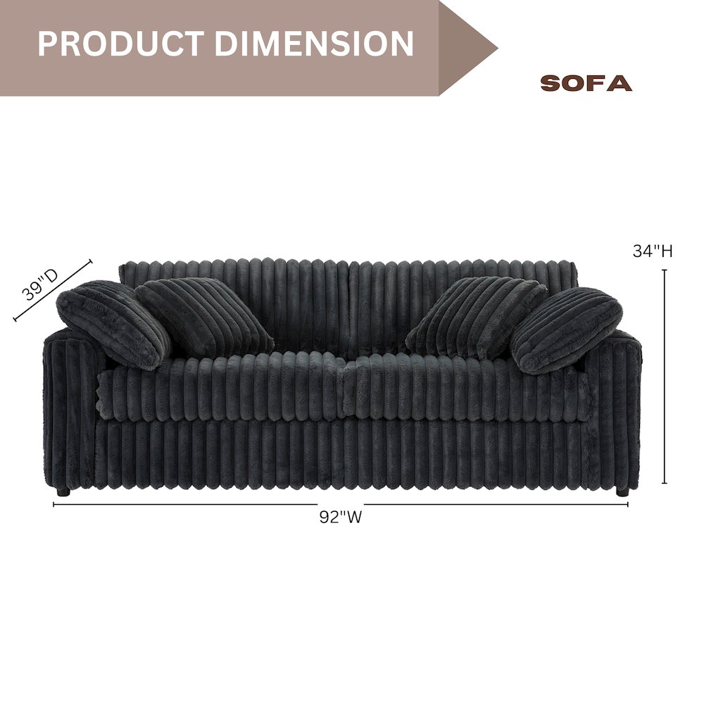 Belvoir Upholstered Stationary Sofa, Charcoal