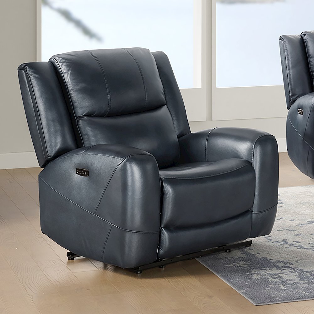 Cozura Leather Manual Recliner, Chesapeake Blue