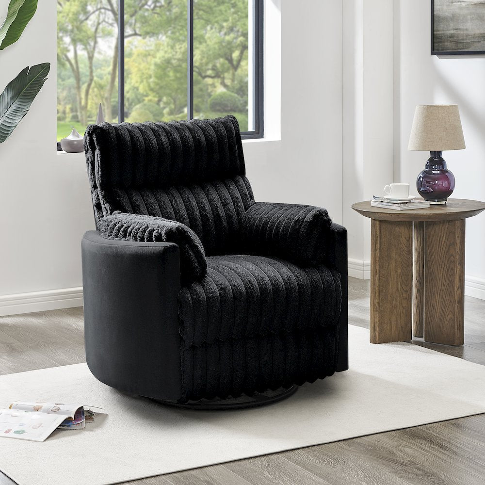 Bocaton Wide Wale Corduroy Upholstery Manual Recliner, Black