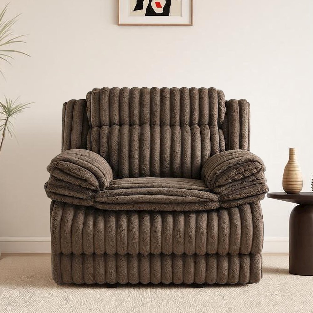 Ardello Manual Recliner with Wide-Wale Corduroy Upholstery, Chocolate