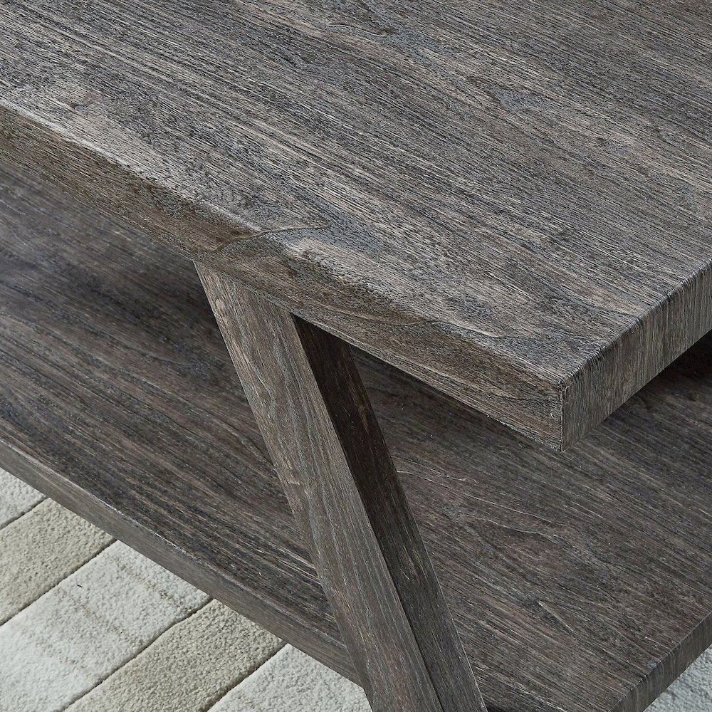 Ethens Contemporary Wood Shelf Side Table in Gray Finish