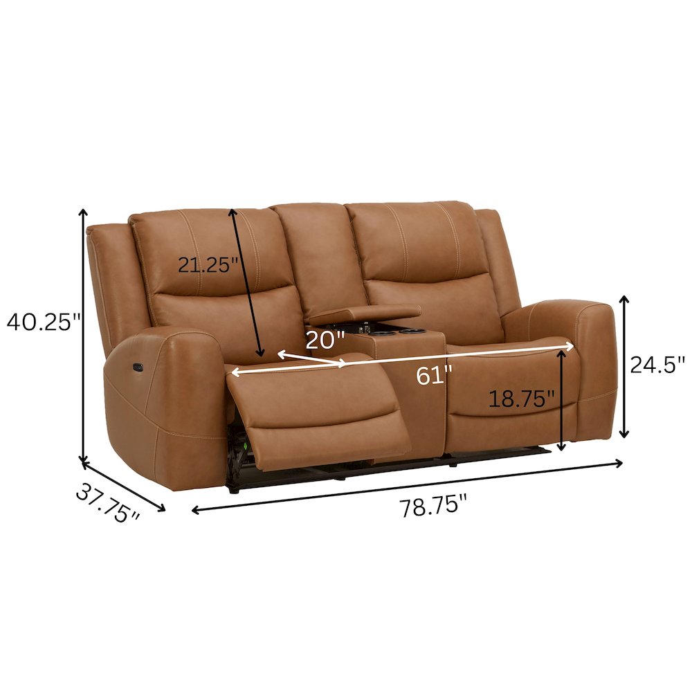 Cozura 3-Piece Leather Power Recling Living Room Set, Silverado Butternut