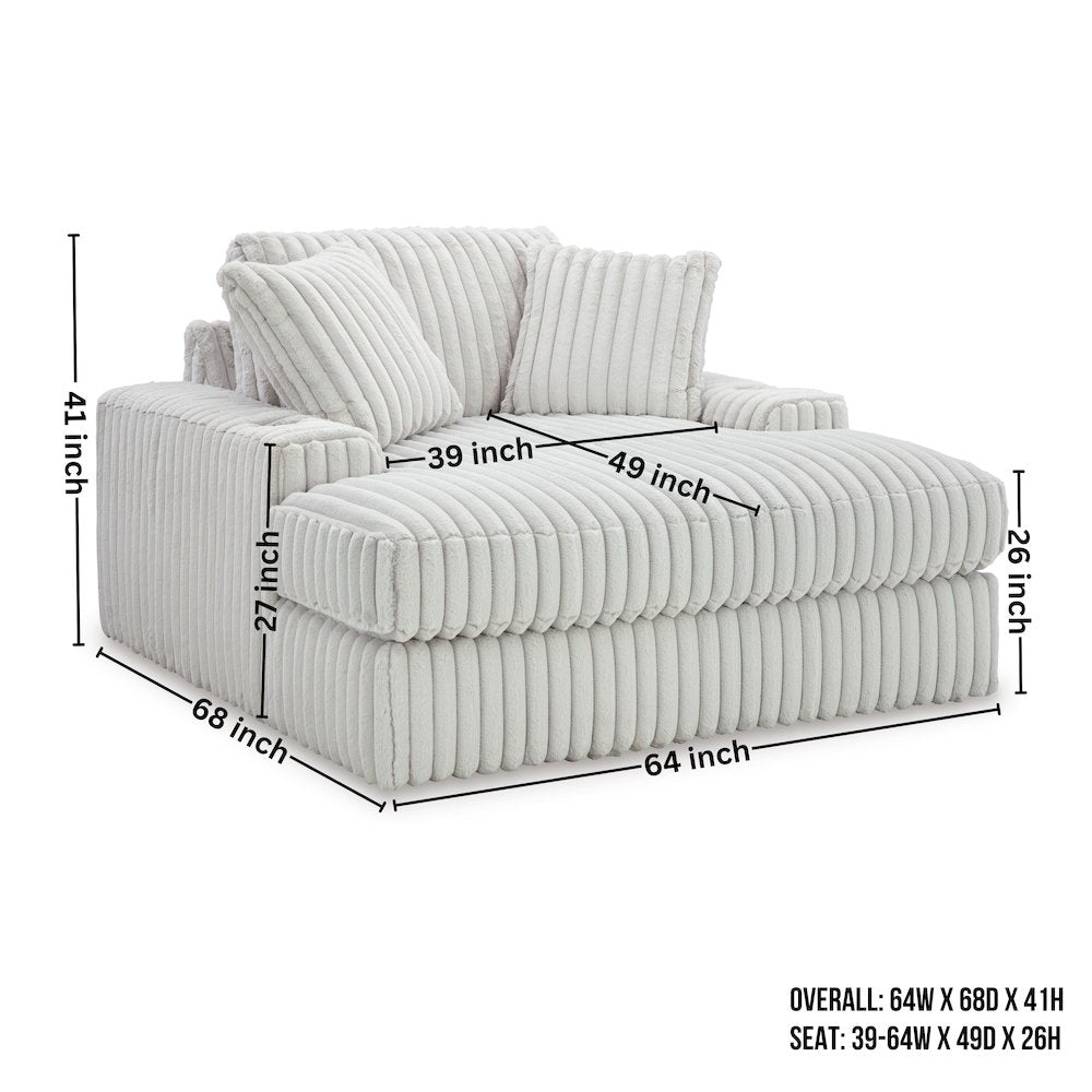 Azulu Upholstered Oversized Chaise, with Cup holders and USB Charging