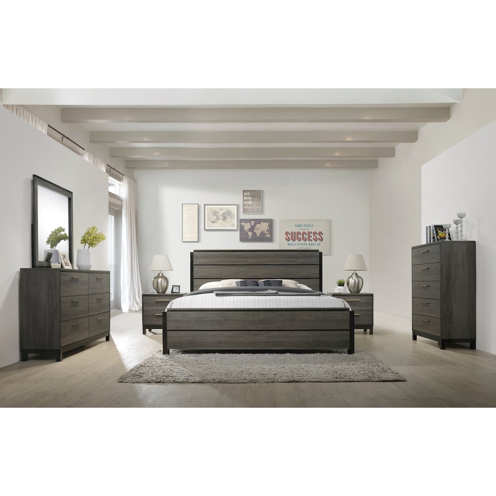 Ioana Antique Grey Finish Wood King Size Bed