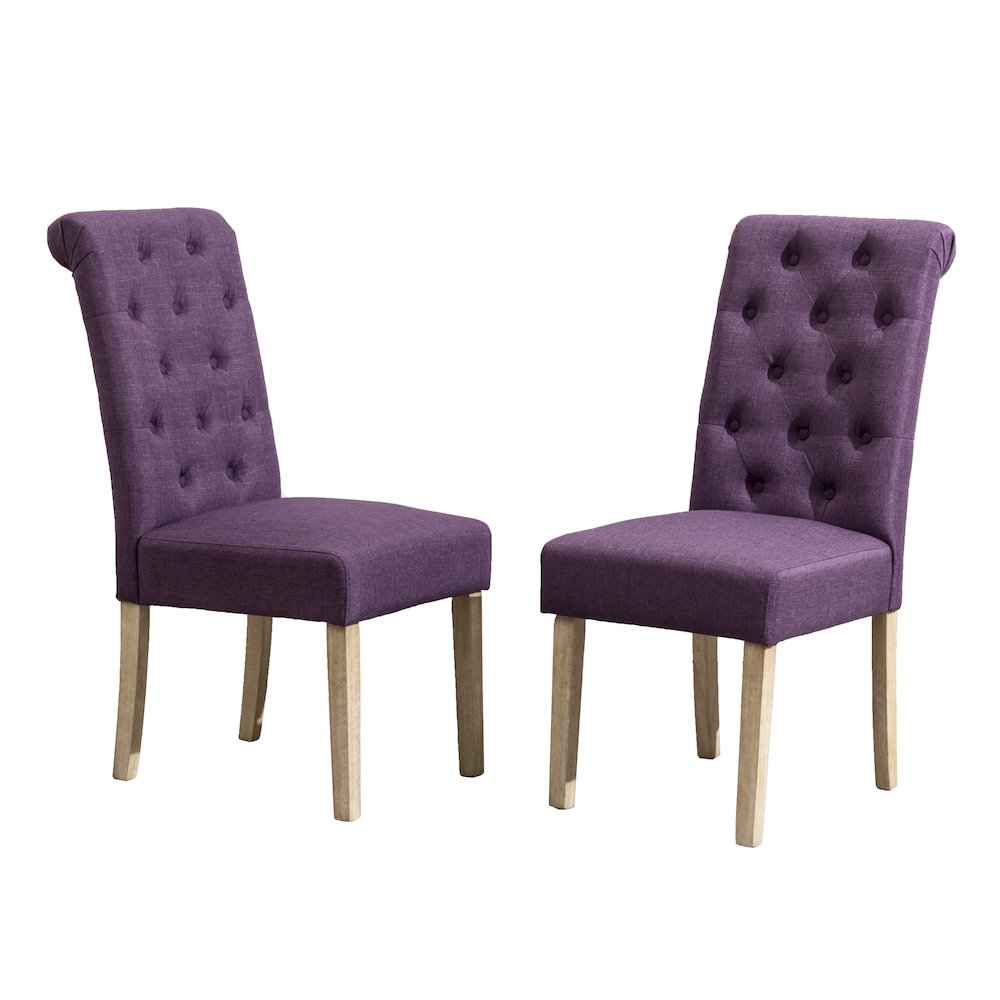 Amonia 7-Pc Dining Set, Turned-Leg Dining Table with 6 Tufted Chairs, Purple