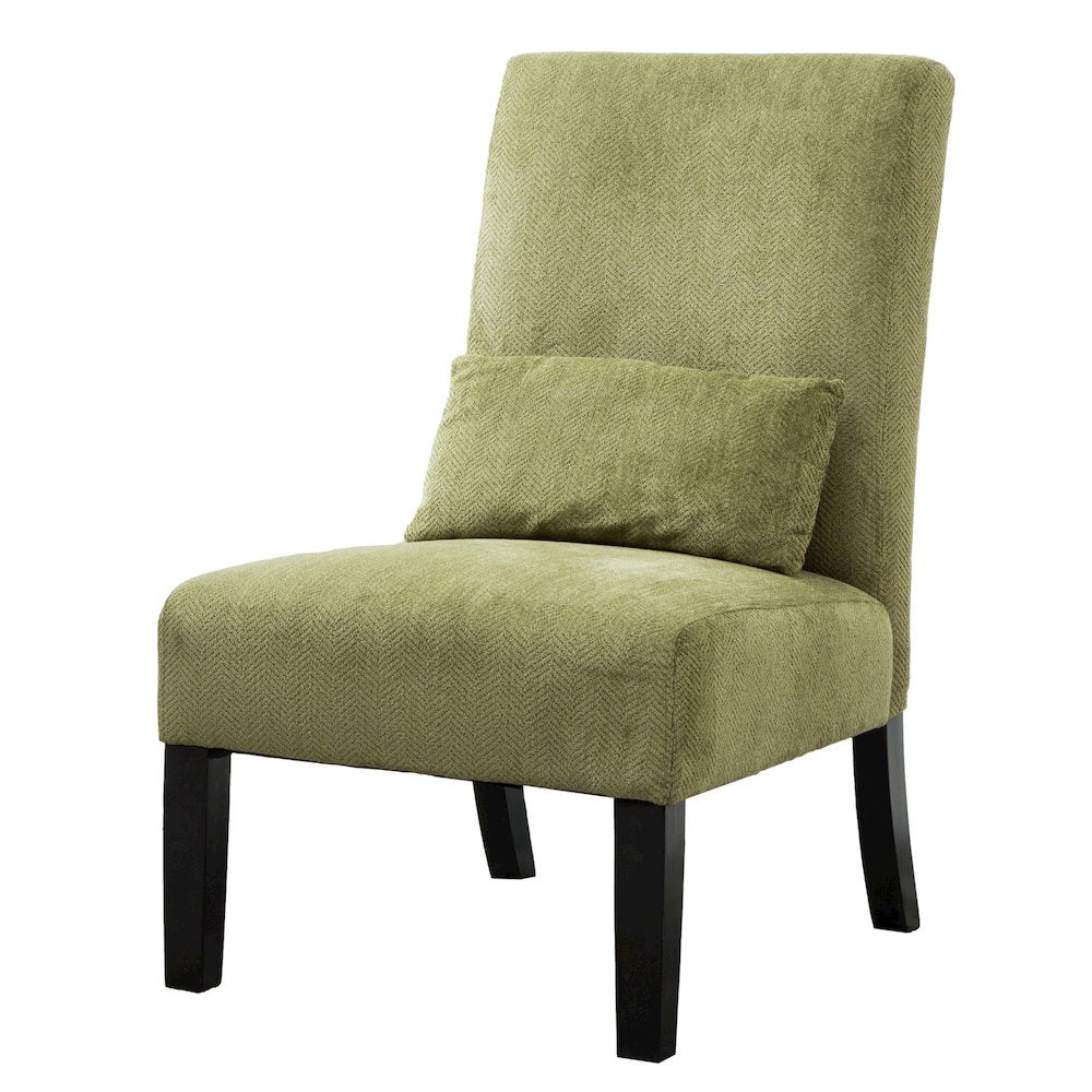 Pisano Spring Green Fabric Armless Accent Chair with Matching Kidney Pillow