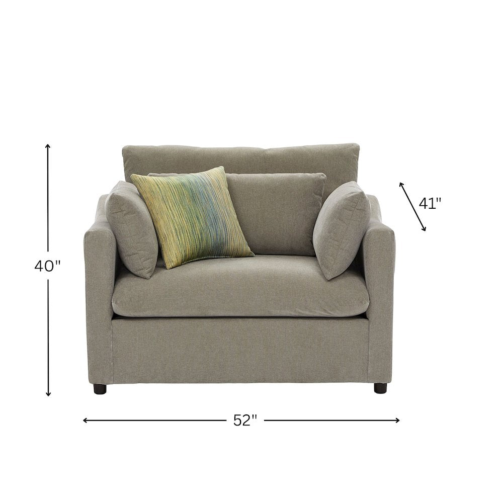 Wilson Contemporary Upholstered Cuddle Chair, Olive Green
