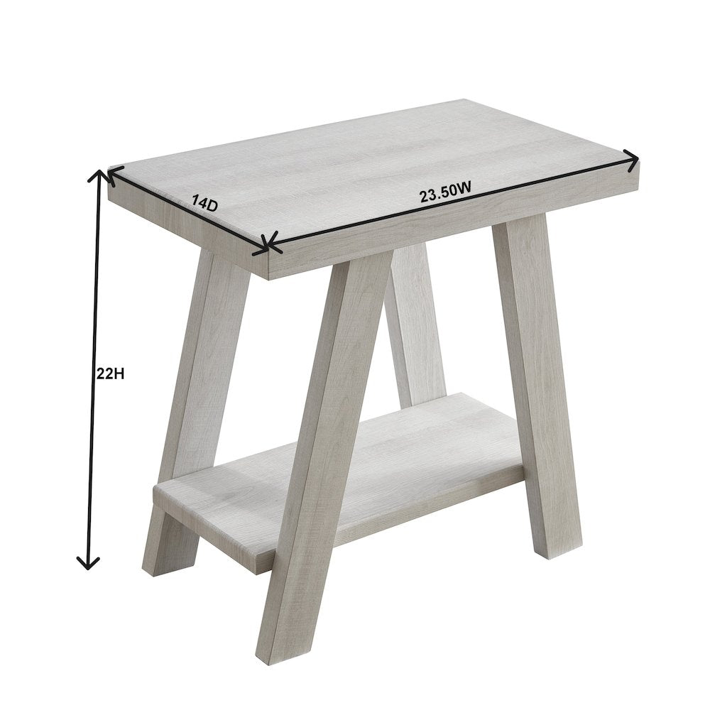 Ethens Contemporary Wood Shelf Side Table in White Finish