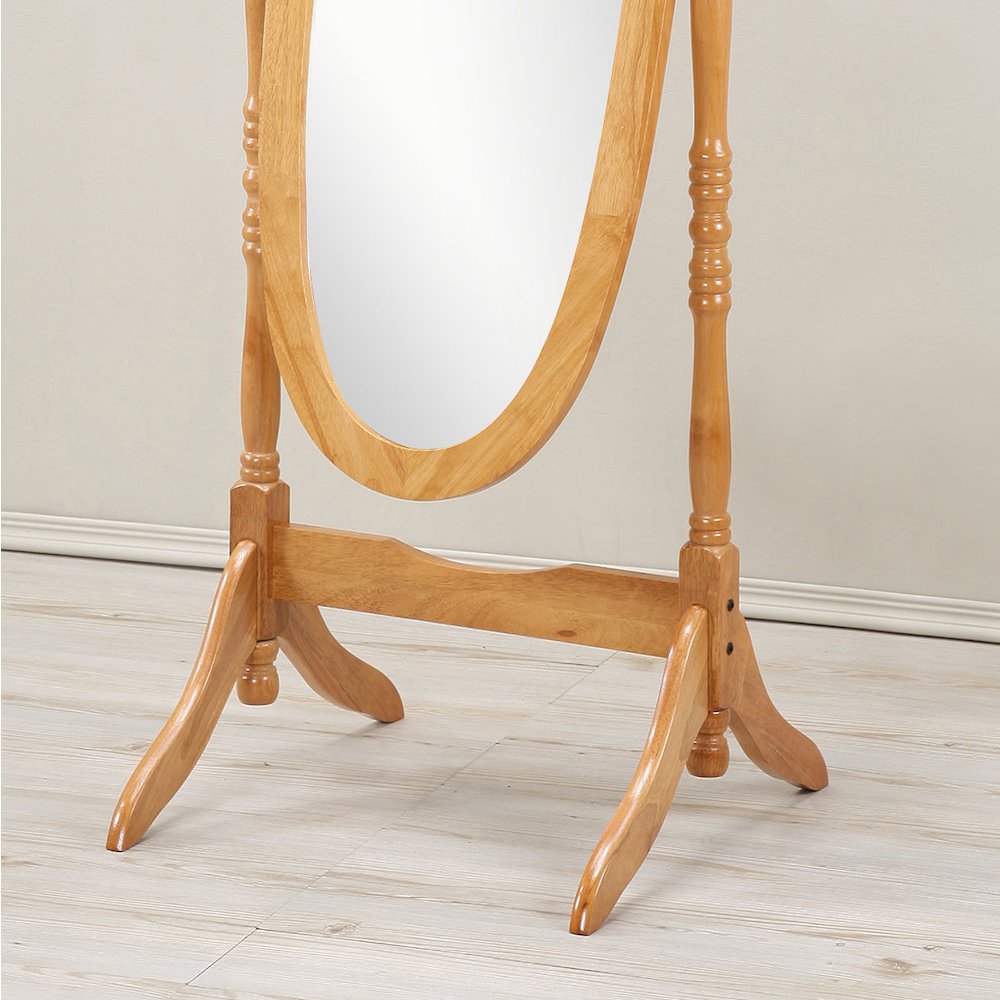Audi Traditional Queen Anna Style Wood Floor Cheval Mirror, Oak Finish