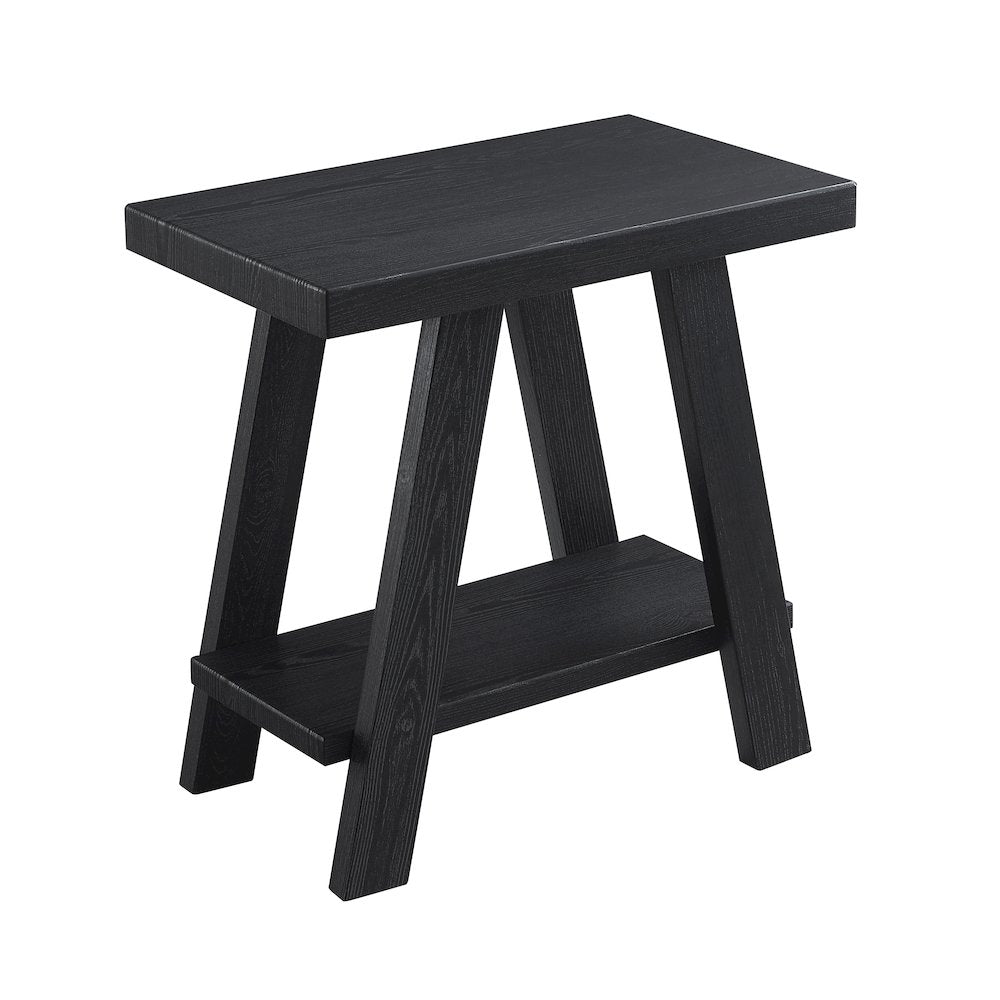 Ethens Contemporary Wood Shelf Side Table in Black Finish