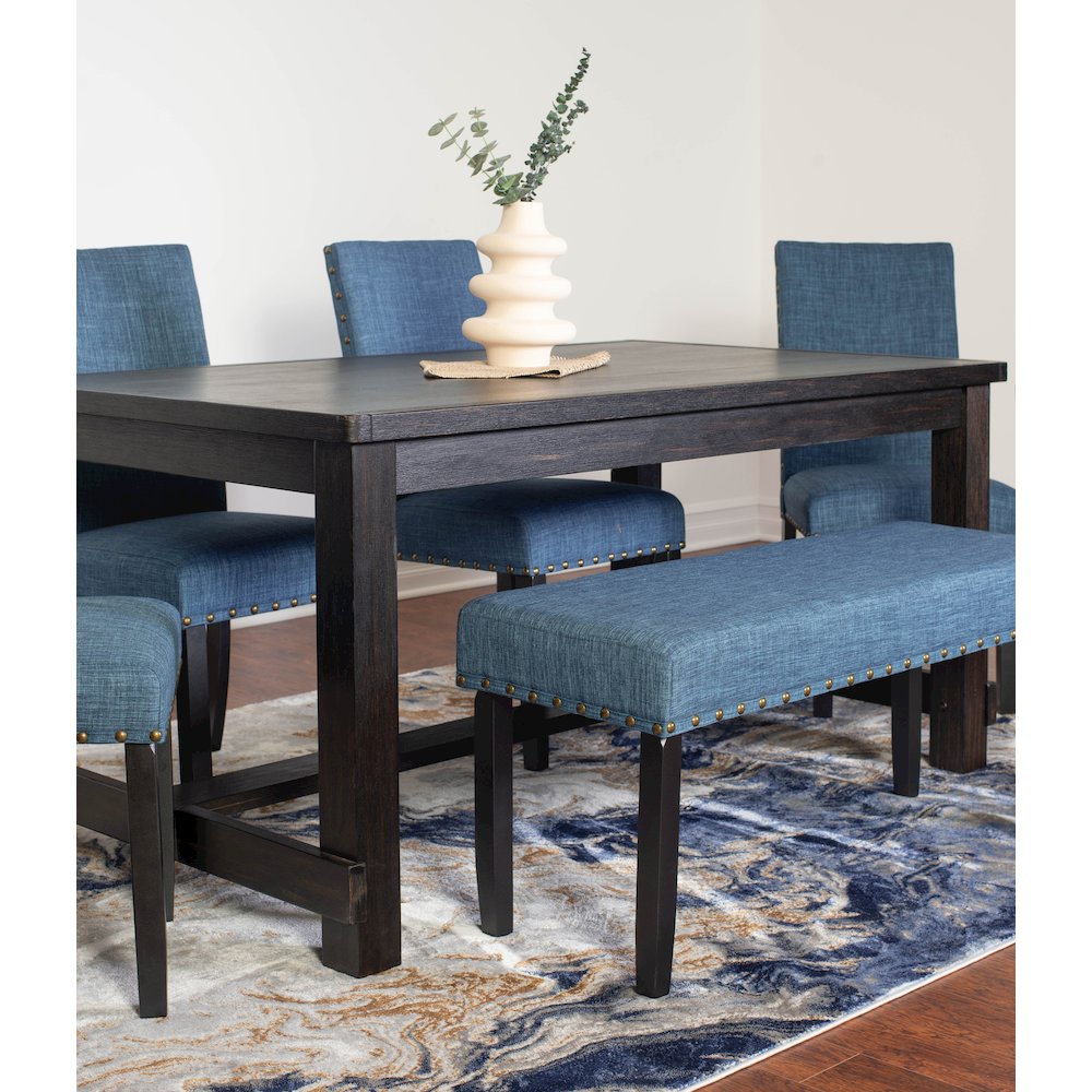 6-Piece Dining Set, Dining Table with 4 Stylish Chairs and a Bench, Blue