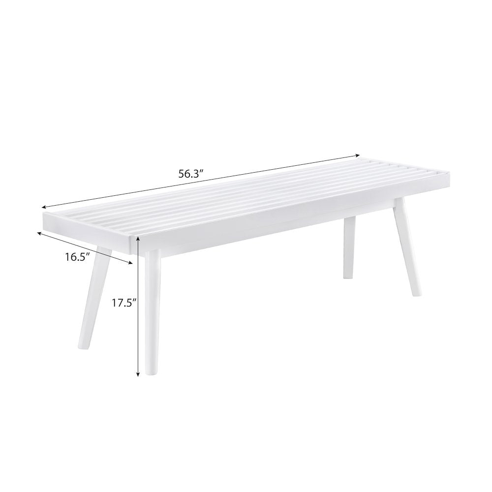 Larwich Solid Wood Slatted Bench, 56 Wide, White