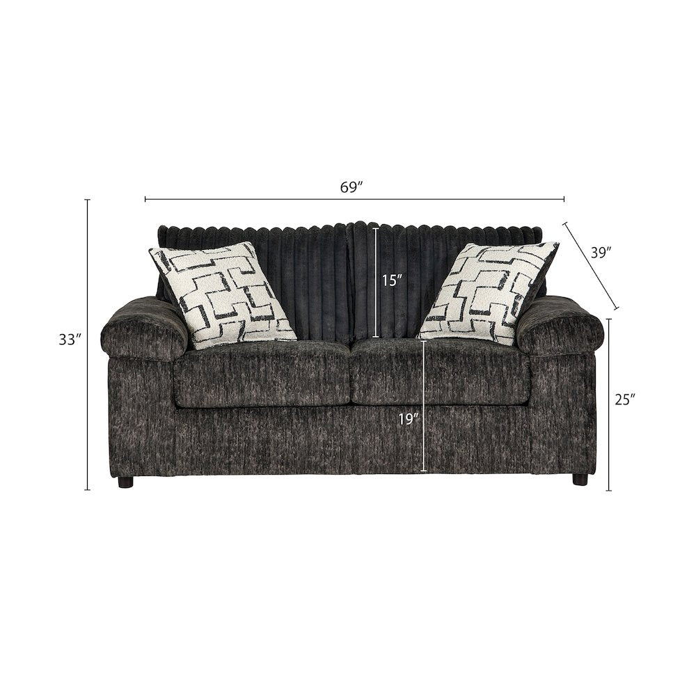 Nason Wide Wale Corduroy Loveseat, Charcoal
