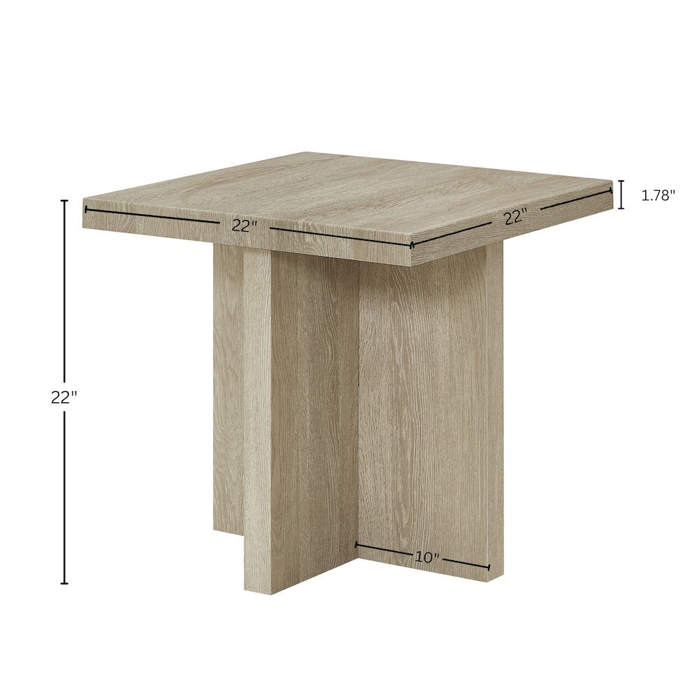 Mchome Square End Table, Nightstand, Oak Finish