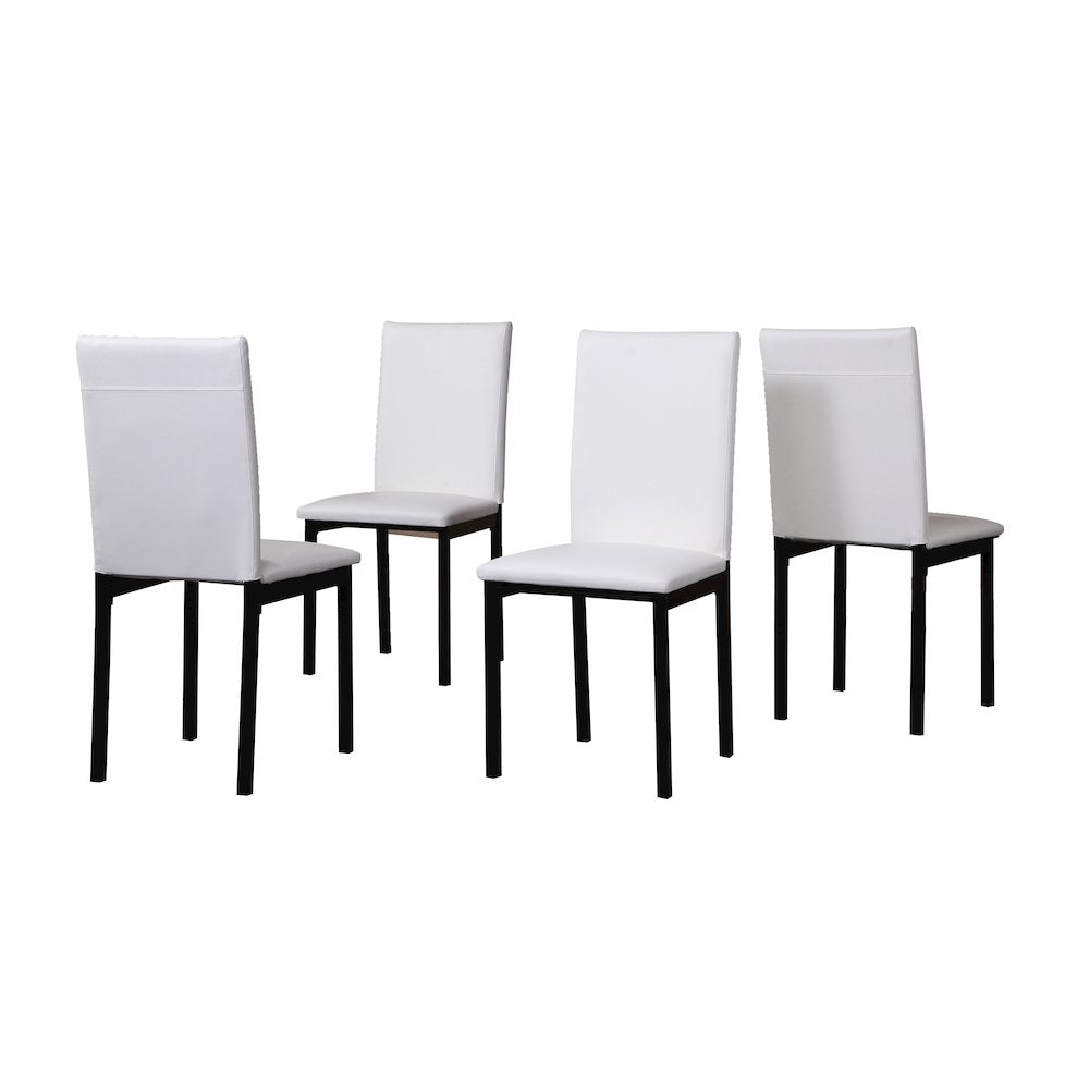 Noyes Faux Leather Seat Metal Frame White Dining Chairs , Set of 4