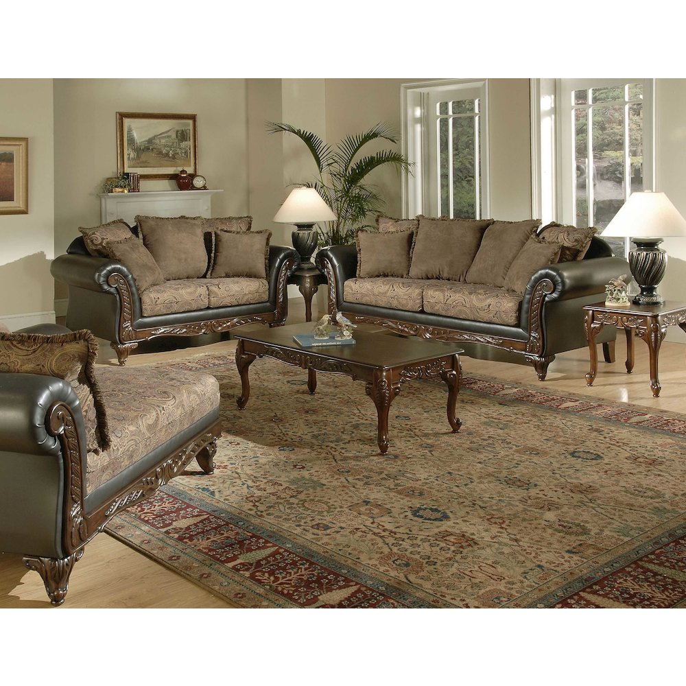 San Marino 2-Tone Chocolate Microfiber Sofa, Made in USA