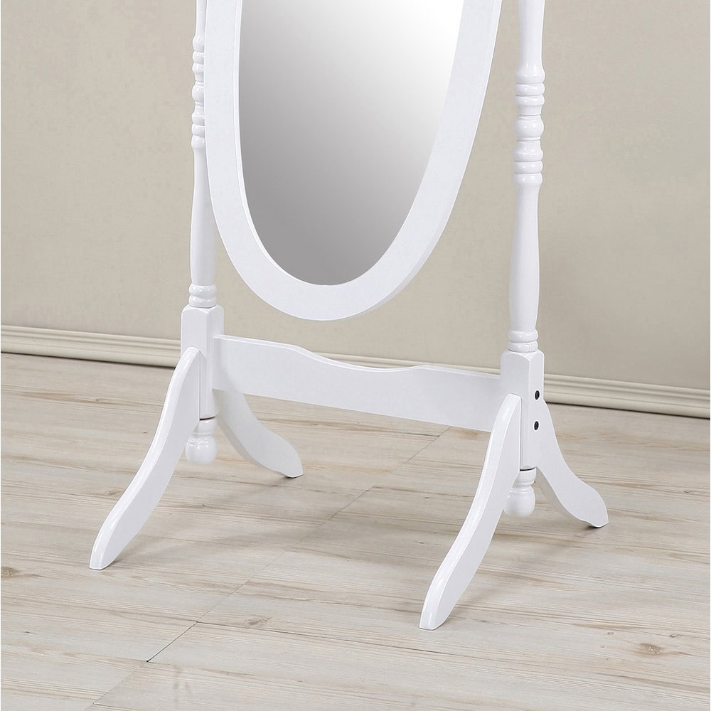 Audi Traditional Style Wood Cheval Floor Mirror, White