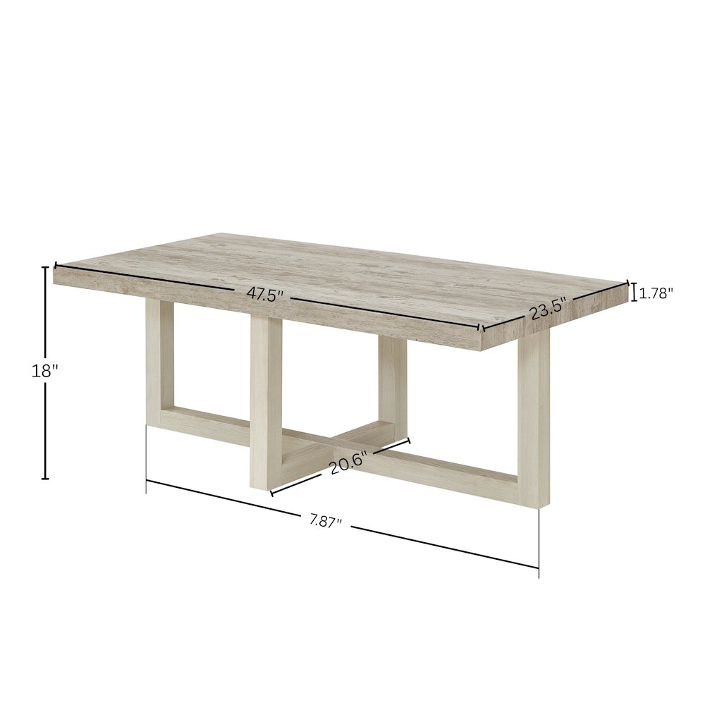 Luno Contemporary Coffee Table, Weathered Gray and Beige