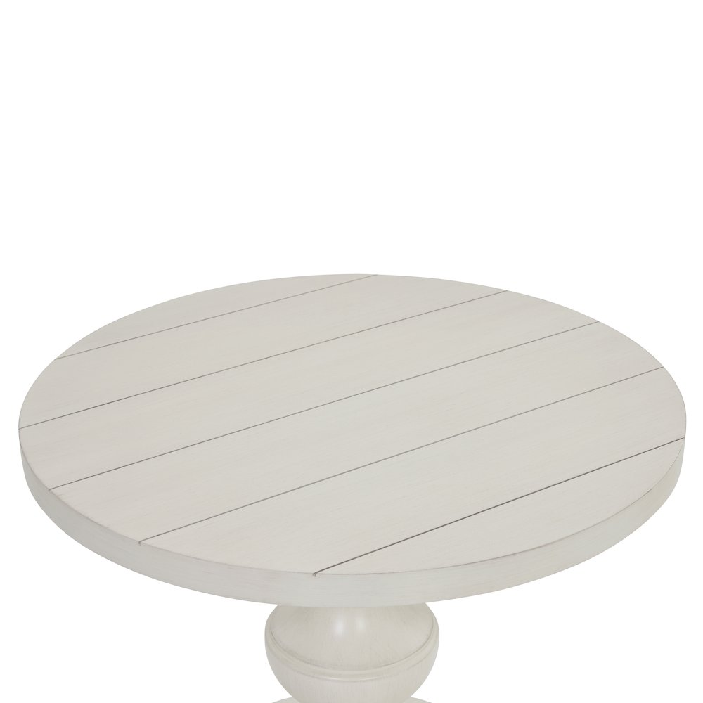 Caesar Traditional Round Pedestal End Table, White