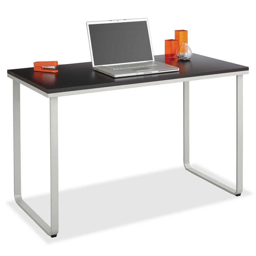 Safco Steel Workstation - Rectangle Top - U-shaped Base - 2 Legs - 150 lb Capacity - 47.25" Table Top Width x 24" Table Top Depth x 0.75" Table Top Thickness - Assembly Required - Black, Silver - Stee