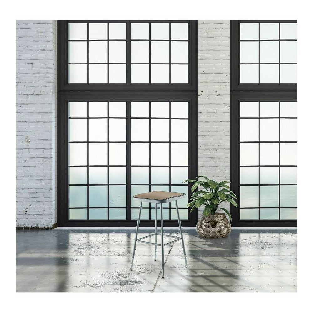 National Public Seating 6300 Series Heavy-Duty Square-Seat Stools - Masonite Seat Material - Gray Frame Color - Steel Frame Material - Four-legged Base - Gray - 1 Each