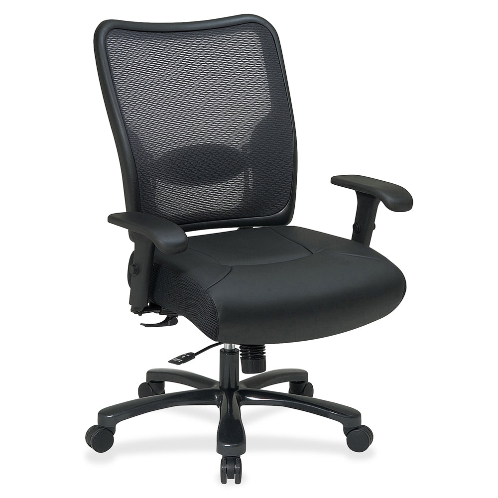 Office Star Space Task Chair - Leather Seat - 5-star Base - Black - 22" Seat Width x 21" Seat Depth - 30.3" Width x 28.8" Depth x 44.5" Height