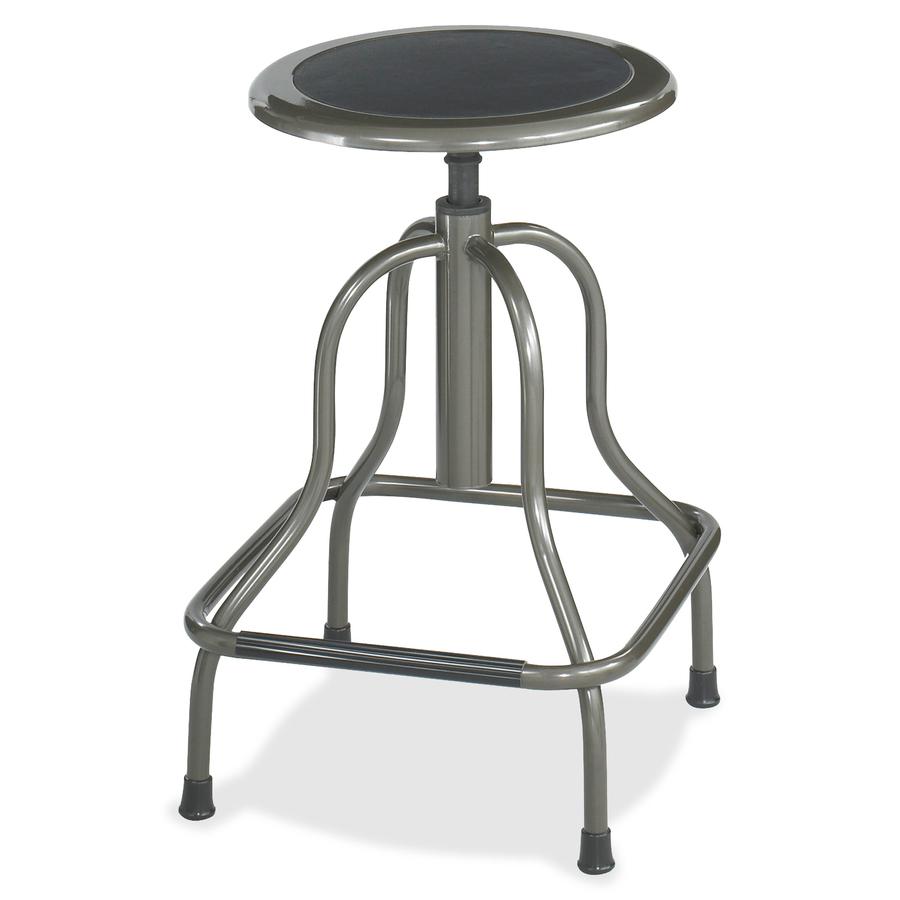 Safco Diesel Series High Base Stool with out Back - Leather Seat Material - Steel Frame Material - Pewter - 1 Each