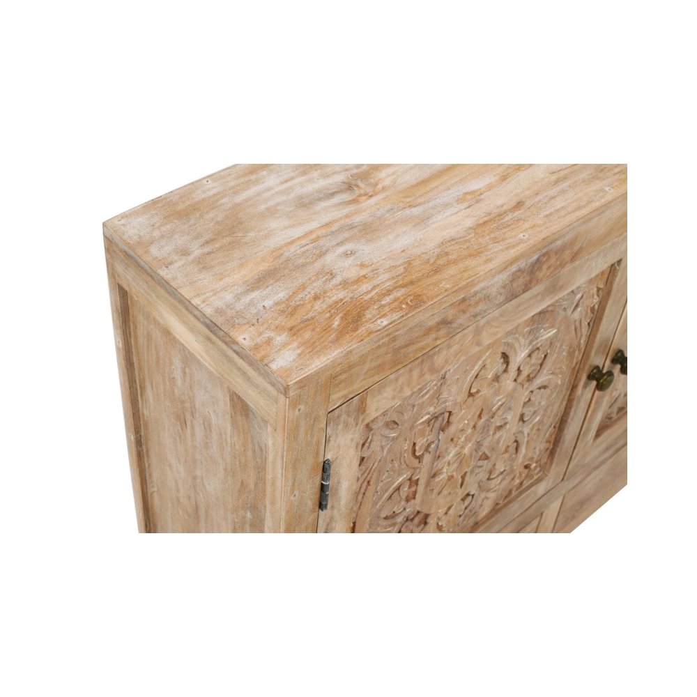 Weatherly 2 Handcarved Doors 2 Drawers Accent Cabinet in Natural