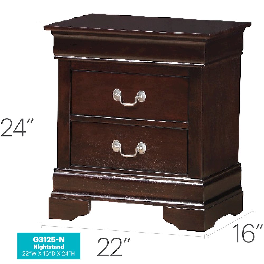 Glory Furniture Louis Phillipe Nightstand, Cappuccino