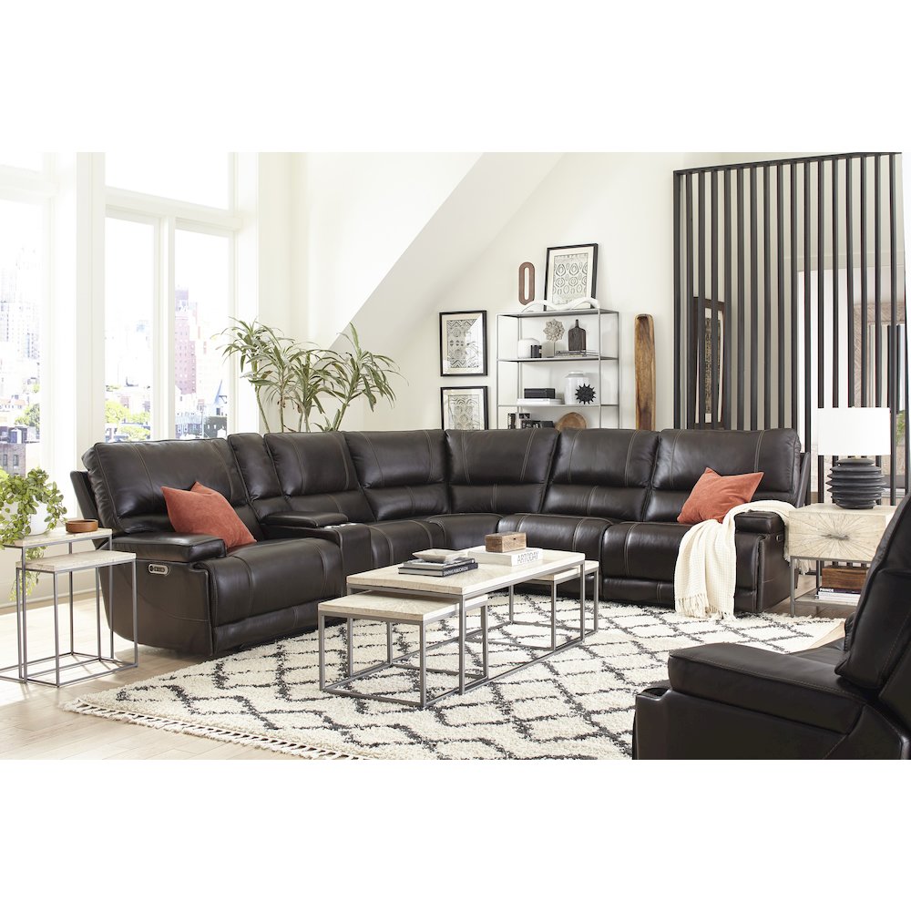 Verona Coffee - Powered By Freemotion 6 Piece Modular Power Reclining Sectional