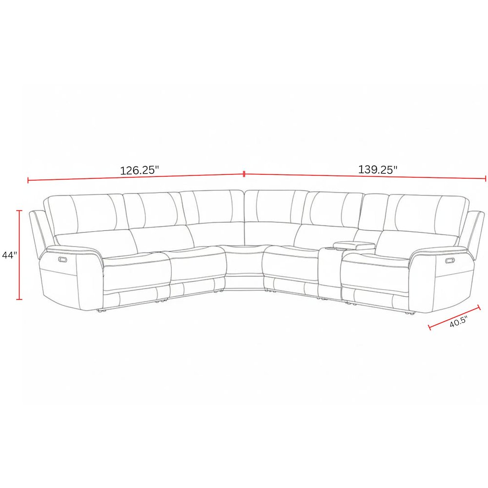 Easton Steamboat Quartz 6 Piece Zero Gravity Power Reclining Sectional with