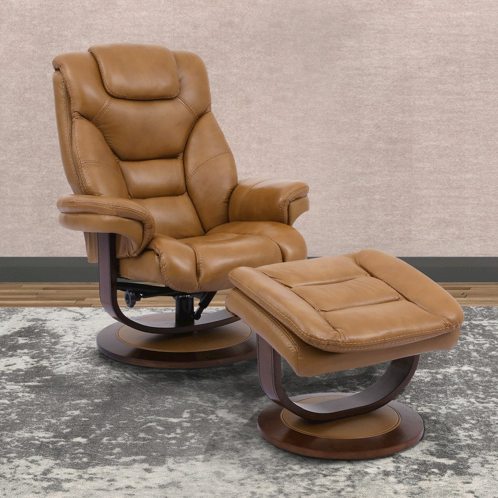 Monarch - Butterscotch Manual Reclining Swivel Chair and Ottoman