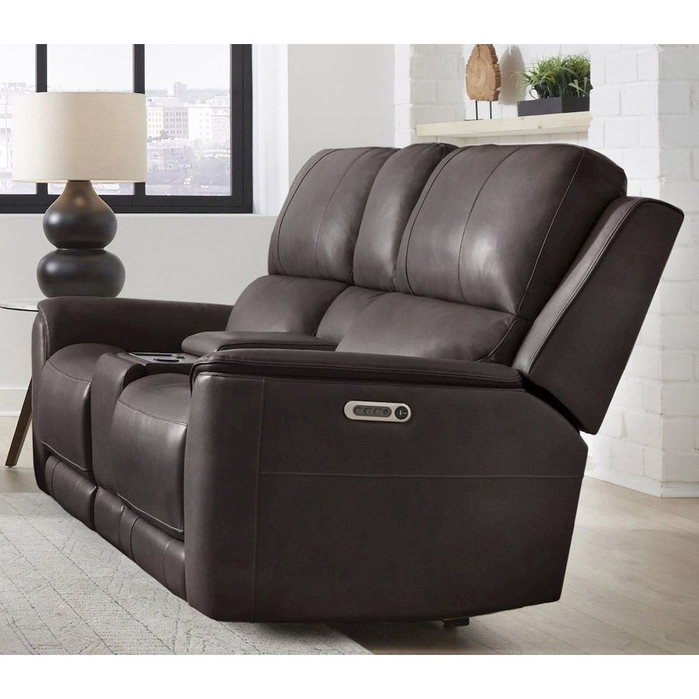 Easton Steamboat Brown Zero Gravity Power Reclining Tilt Console Loveseat P3