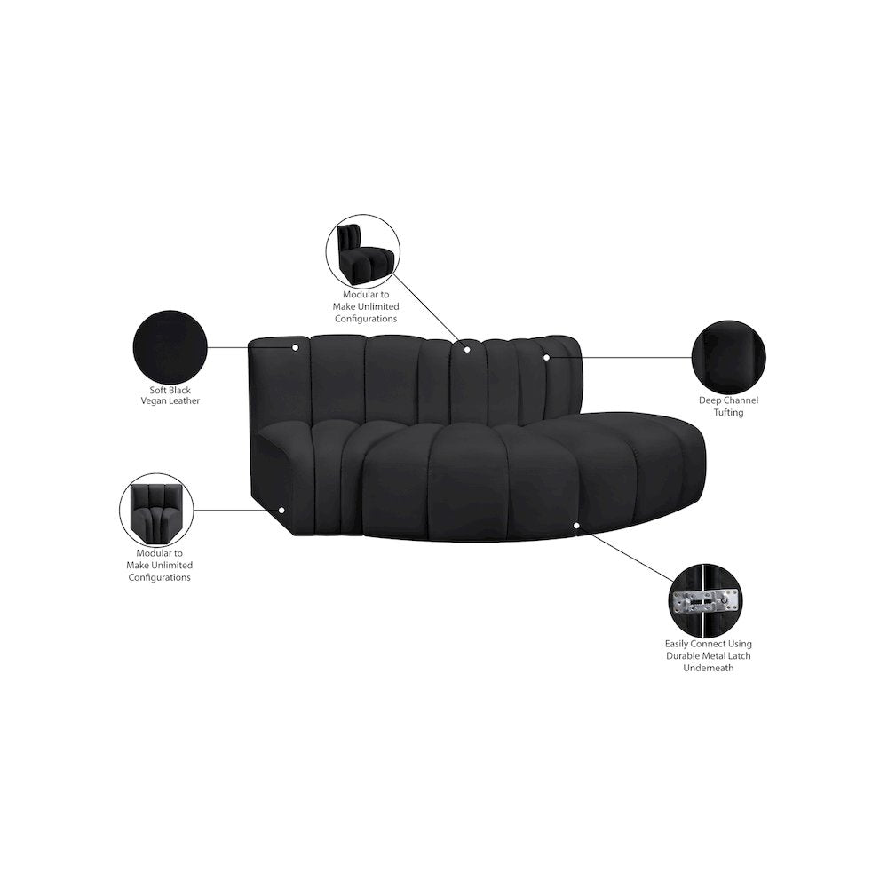 Arc Black Vegan Leather Modular Sofa