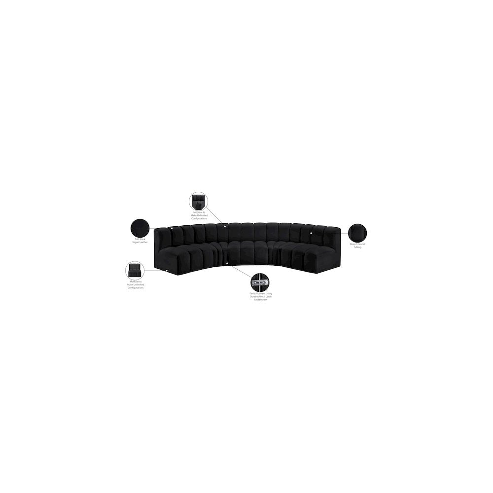Arc Black Vegan Leather Modular Sofa